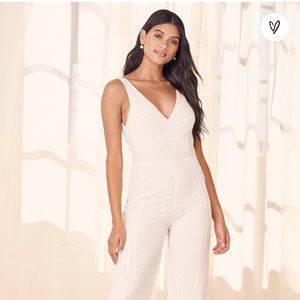 White Beaded Sleeveless Jumpsuit